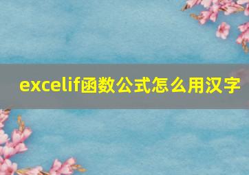 excelif函数公式怎么用汉字