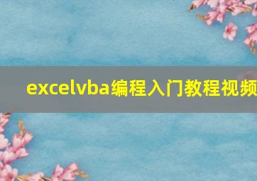 excelvba编程入门教程视频