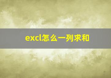 excl怎么一列求和