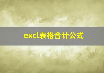 excl表格合计公式