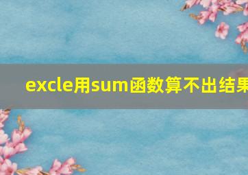 excle用sum函数算不出结果