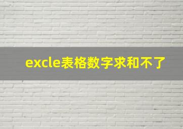 excle表格数字求和不了