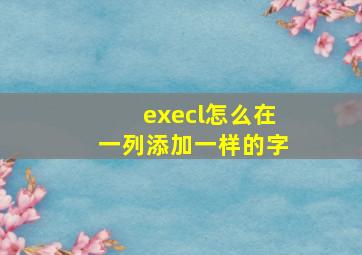 execl怎么在一列添加一样的字