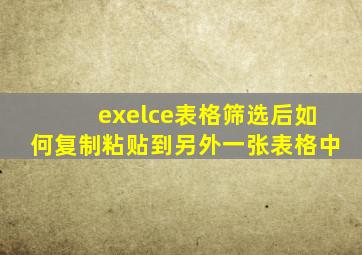 exelce表格筛选后如何复制粘贴到另外一张表格中