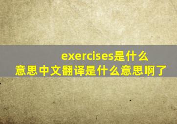 exercises是什么意思中文翻译是什么意思啊了