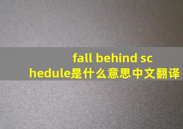 fall behind schedule是什么意思中文翻译