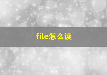 file怎么读