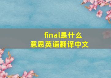 final是什么意思英语翻译中文