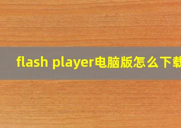 flash player电脑版怎么下载