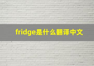 fridge是什么翻译中文