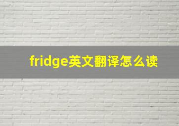 fridge英文翻译怎么读