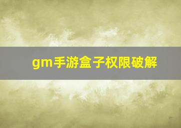 gm手游盒子权限破解