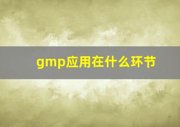 gmp应用在什么环节