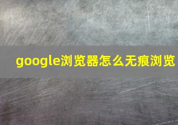 google浏览器怎么无痕浏览