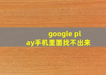 google play手机里面找不出来