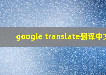 google translate翻译中文