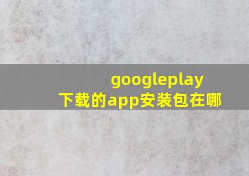 googleplay下载的app安装包在哪