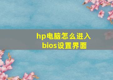 hp电脑怎么进入bios设置界面