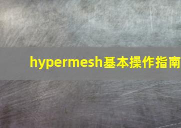 hypermesh基本操作指南