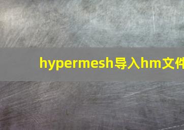 hypermesh导入hm文件