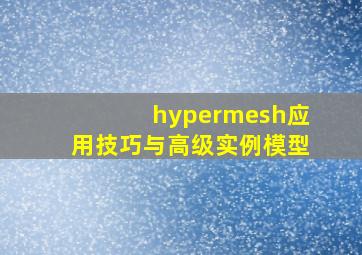 hypermesh应用技巧与高级实例模型