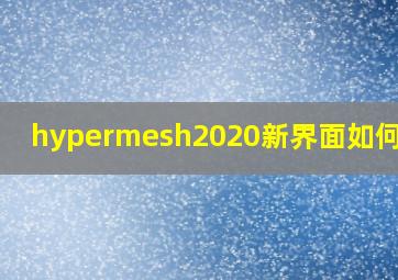 hypermesh2020新界面如何打开