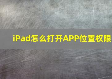 iPad怎么打开APP位置权限