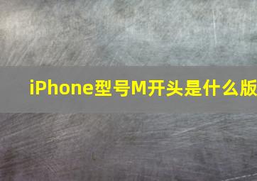 iPhone型号M开头是什么版