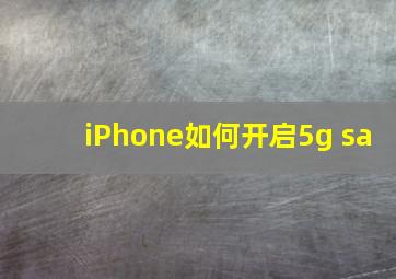 iPhone如何开启5g sa