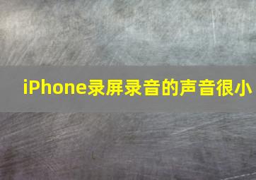 iPhone录屏录音的声音很小