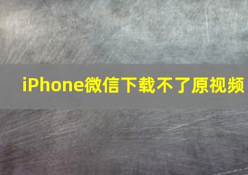 iPhone微信下载不了原视频