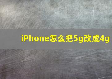 iPhone怎么把5g改成4g