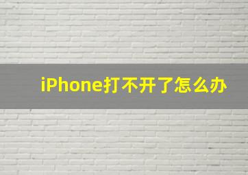 iPhone打不开了怎么办