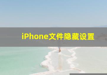 iPhone文件隐藏设置