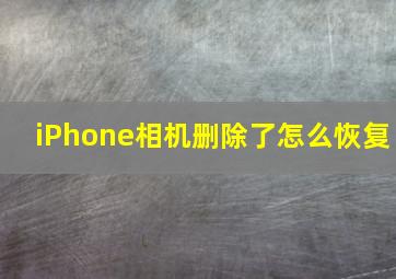 iPhone相机删除了怎么恢复