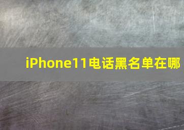 iPhone11电话黑名单在哪