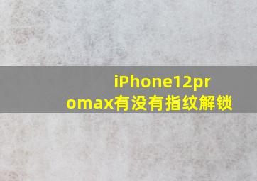 iPhone12promax有没有指纹解锁