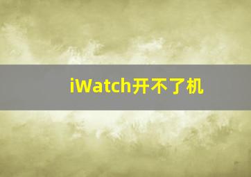 iWatch开不了机