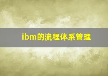 ibm的流程体系管理