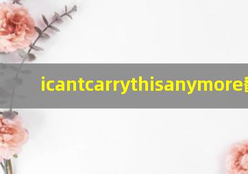 icantcarrythisanymore翻译