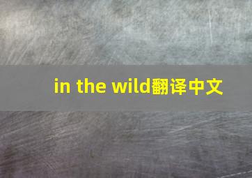 in the wild翻译中文