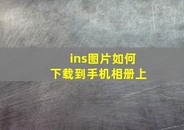 ins图片如何下载到手机相册上