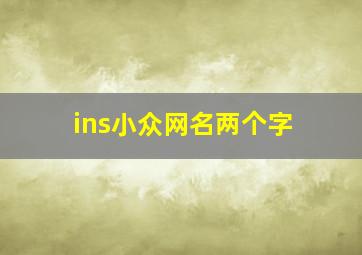 ins小众网名两个字