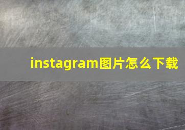 instagram图片怎么下载