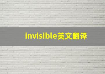 invisible英文翻译