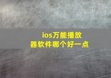 ios万能播放器软件哪个好一点