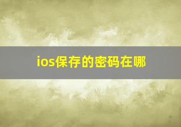 ios保存的密码在哪