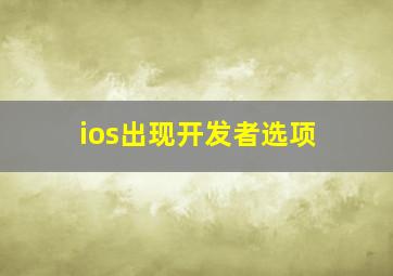 ios出现开发者选项