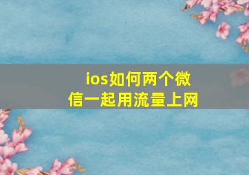 ios如何两个微信一起用流量上网