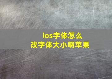 ios字体怎么改字体大小啊苹果